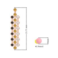 Three-Row Dangling Bezel Earrings