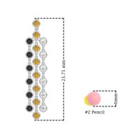Three-Row Dangling Bezel Earrings