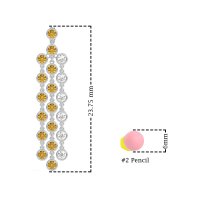 Three-Row Dangling Bezel Earrings