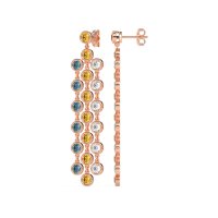 Three-Row Dangling Bezel Earrings
