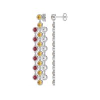 Three-Row Dangling Bezel Earrings