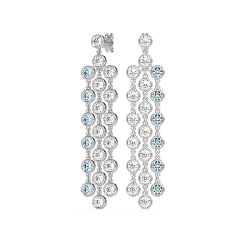 Three-Row Dangling Bezel Earrings