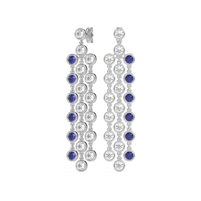Three-Row Dangling Bezel Earrings