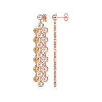 Three-Row Dangling Bezel Earrings