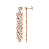 Three-Row Dangling Bezel Earrings