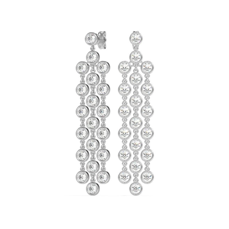 Three-Row Dangling Bezel Earrings