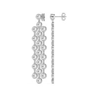 Three-Row Dangling Bezel Earrings