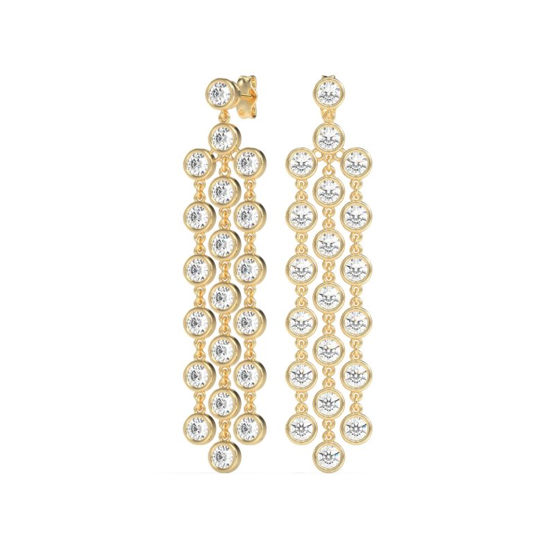 Three-Row Dangling Bezel Earrings