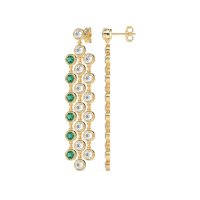 Three-Row Dangling Bezel Earrings