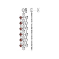 Three-Row Dangling Bezel Earrings