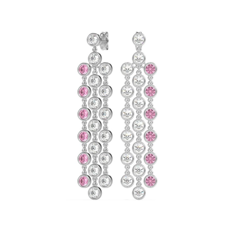 Three-Row Dangling Bezel Earrings