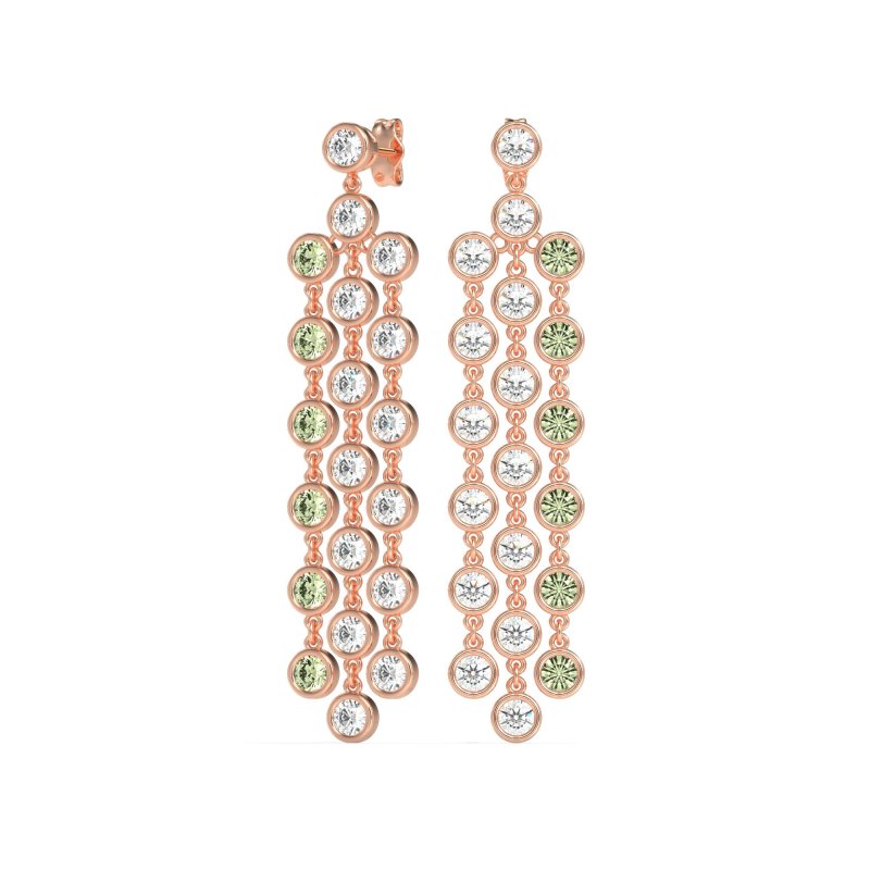 Three-Row Dangling Bezel Earrings