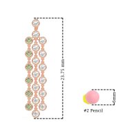 Three-Row Dangling Bezel Earrings