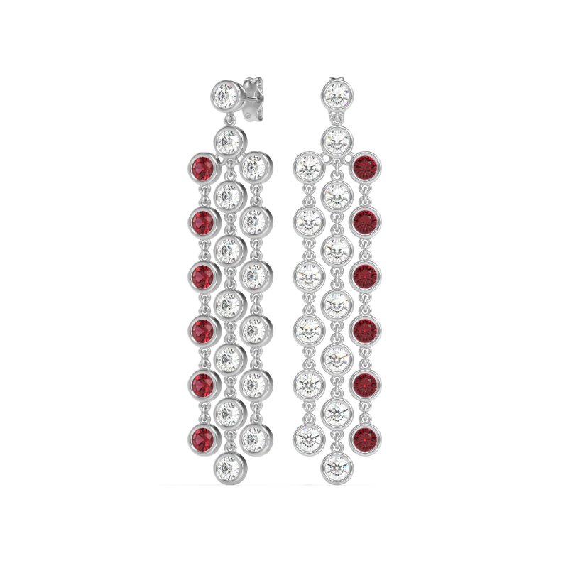 Three-Row Dangling Bezel Earrings