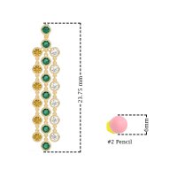 Three-Row Dangling Bezel Earrings