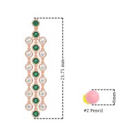 Three-Row Dangling Bezel Earrings