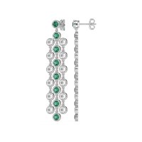 Three-Row Dangling Bezel Earrings