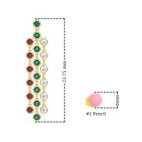 Three-Row Dangling Bezel Earrings