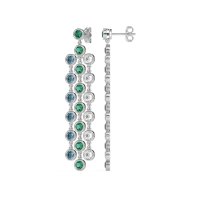 Three-Row Dangling Bezel Earrings