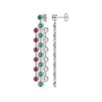 Three-Row Dangling Bezel Earrings