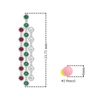 Three-Row Dangling Bezel Earrings