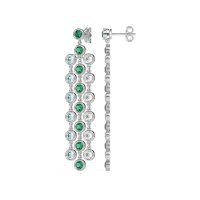 Three-Row Dangling Bezel Earrings