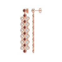 Three-Row Dangling Bezel Earrings