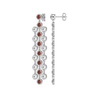 Three-Row Dangling Bezel Earrings