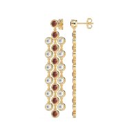 Three-Row Dangling Bezel Earrings
