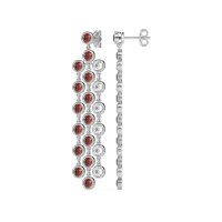 Three-Row Dangling Bezel Earrings