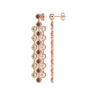 Three-Row Dangling Bezel Earrings