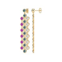 Three-Row Dangling Bezel Earrings