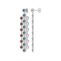 Three-Row Dangling Bezel Earrings