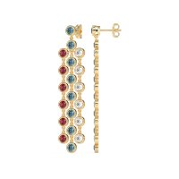 Three-Row Dangling Bezel Earrings