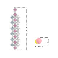 Three-Row Dangling Bezel Earrings