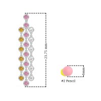 Three-Row Dangling Bezel Earrings