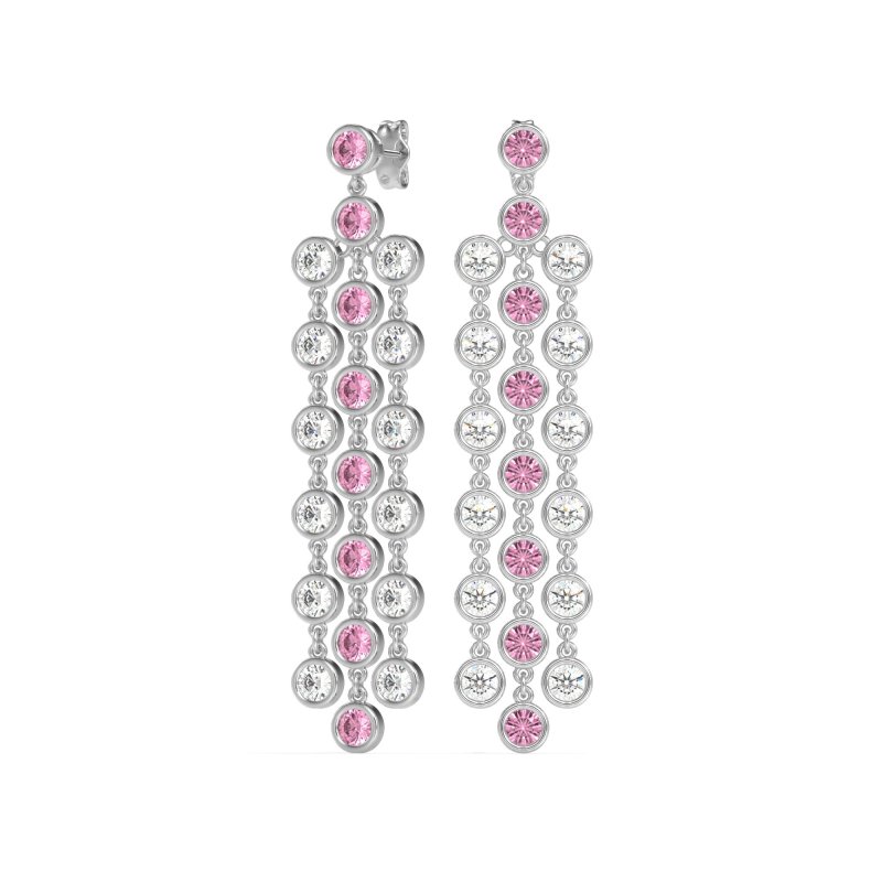 Three-Row Dangling Bezel Earrings