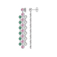 Three-Row Dangling Bezel Earrings
