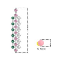 Three-Row Dangling Bezel Earrings