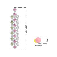 Three-Row Dangling Bezel Earrings
