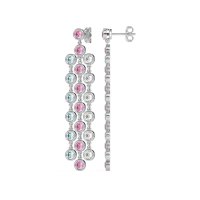 Three-Row Dangling Bezel Earrings