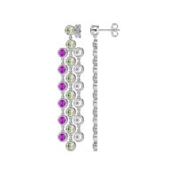 Three-Row Dangling Bezel Earrings