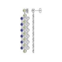 Three-Row Dangling Bezel Earrings
