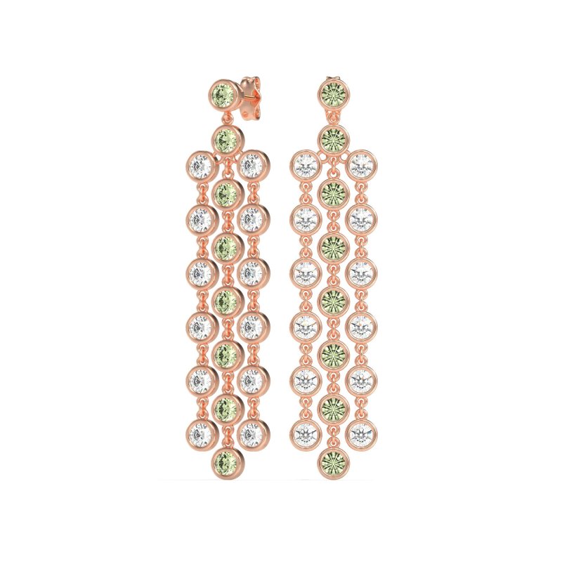 Three-Row Dangling Bezel Earrings