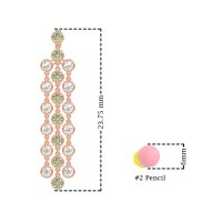 Three-Row Dangling Bezel Earrings