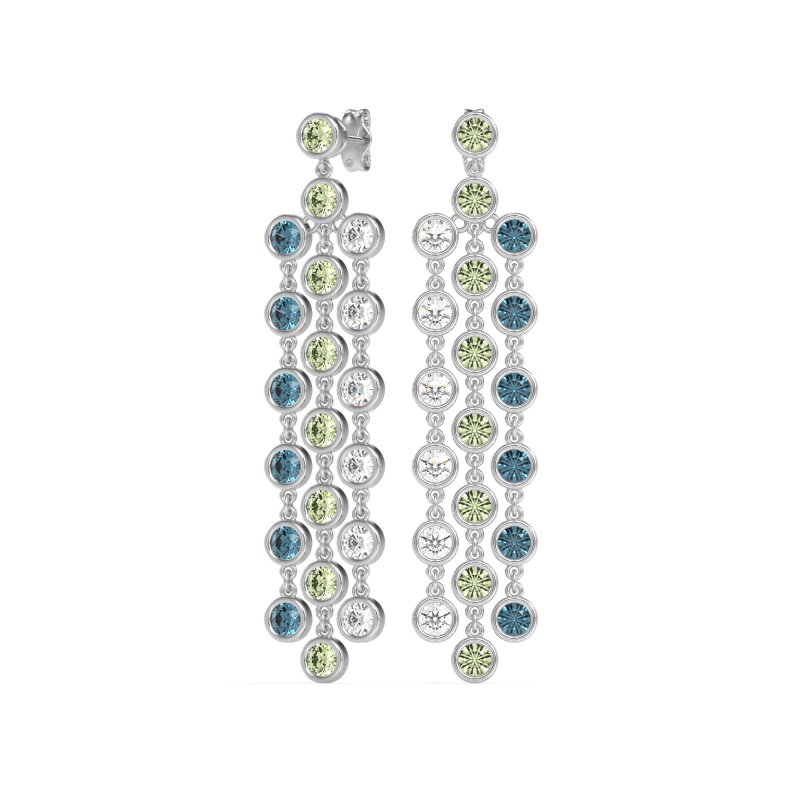 Three-Row Dangling Bezel Earrings