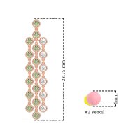 Three-Row Dangling Bezel Earrings