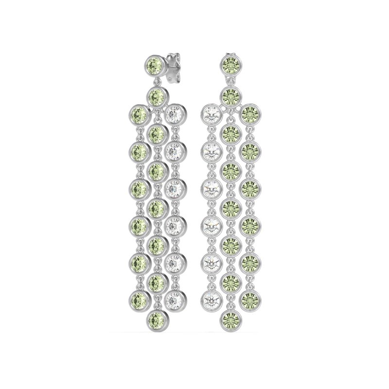 Three-Row Dangling Bezel Earrings