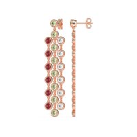 Three-Row Dangling Bezel Earrings