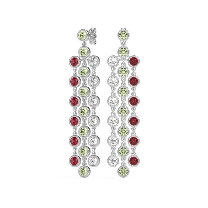 Three-Row Dangling Bezel Earrings